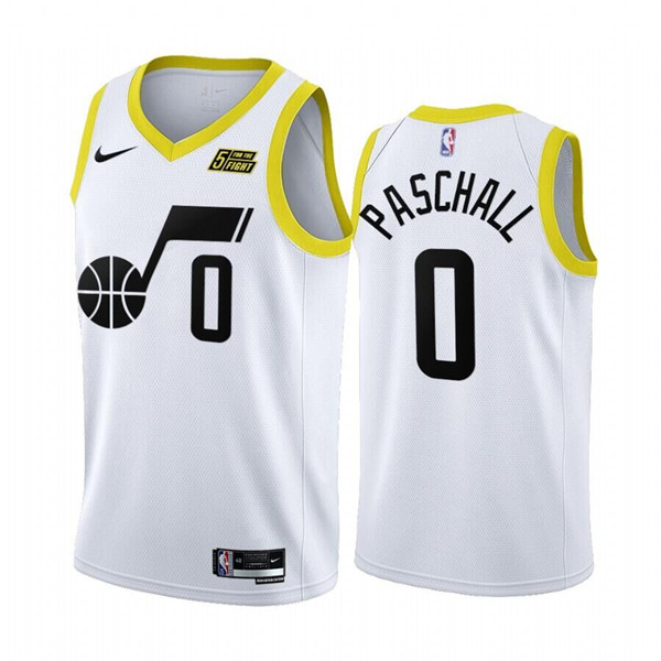 Men's Utah Jazz #0 Eric Paschall White 2022/23 Association Edition Stitched Basketball Jersey